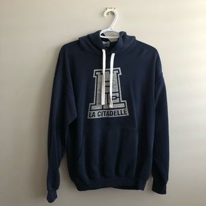 navy blue hoodie